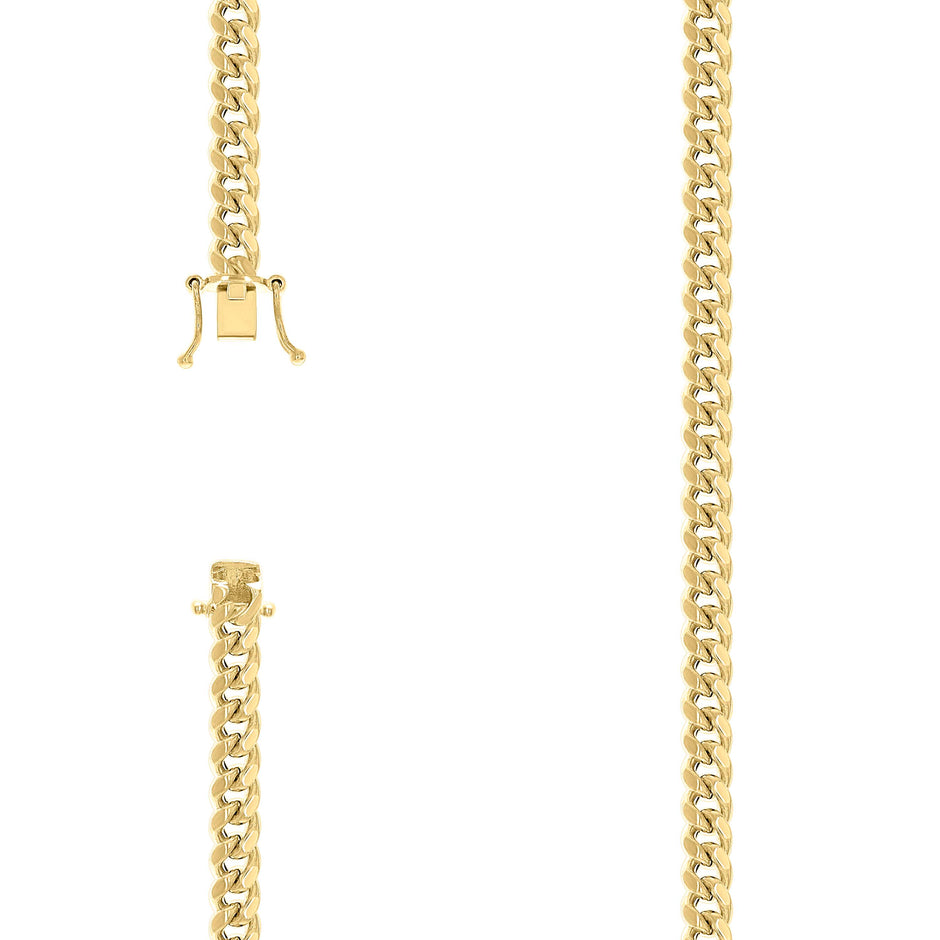 925 Sterling Silver Hollow Miami Cuban Chain Yellow 180 6.3mm-18" - SLV-139848