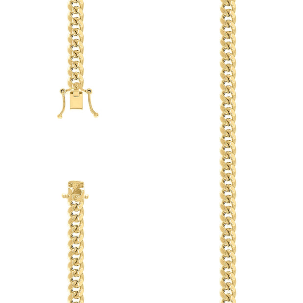 925 Sterling Silver Hollow Miami Cuban Chain Yellow 180 6.3mm-8"
