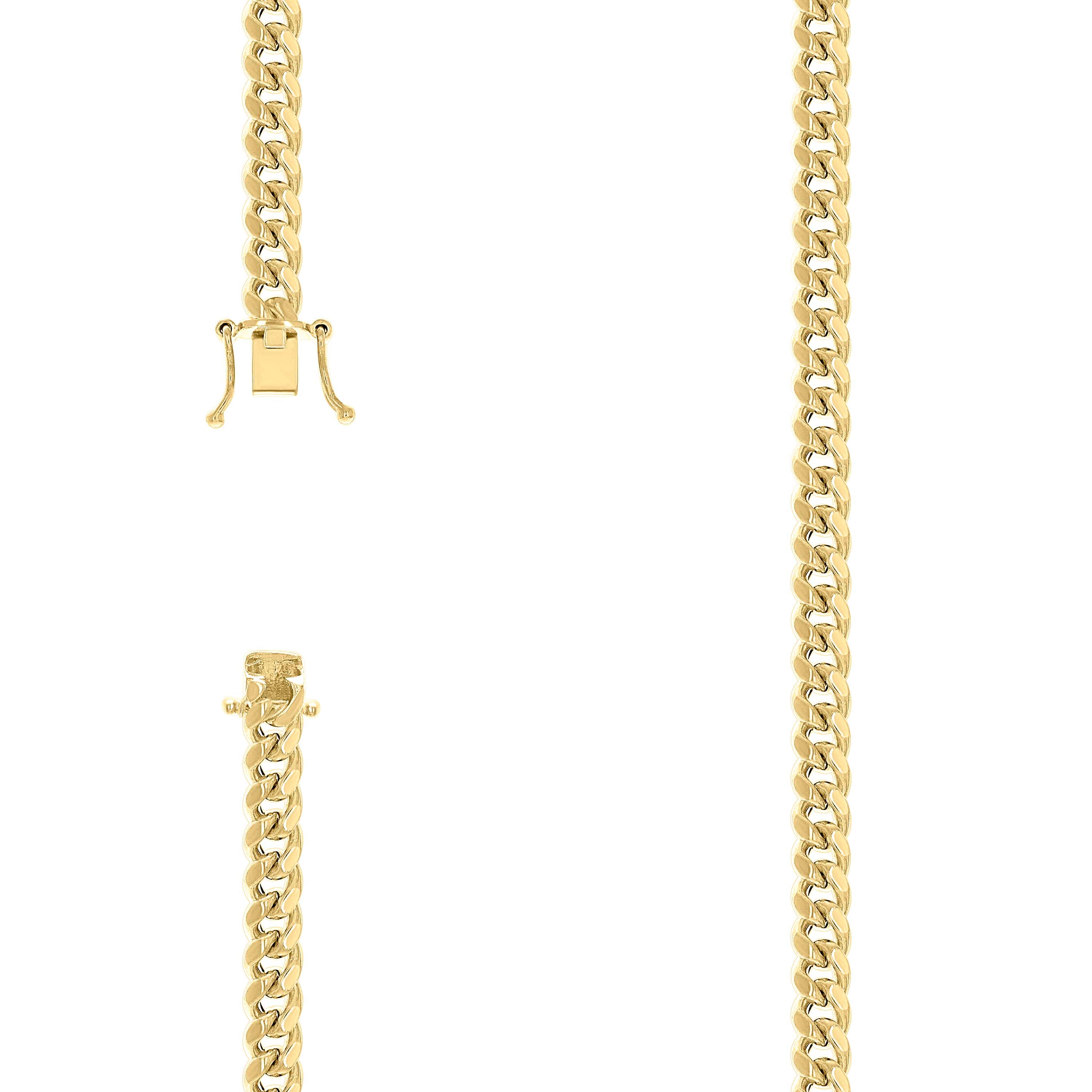 925 Sterling Silver Hollow Miami Cuban Chain Yellow 180 6.3mm-9