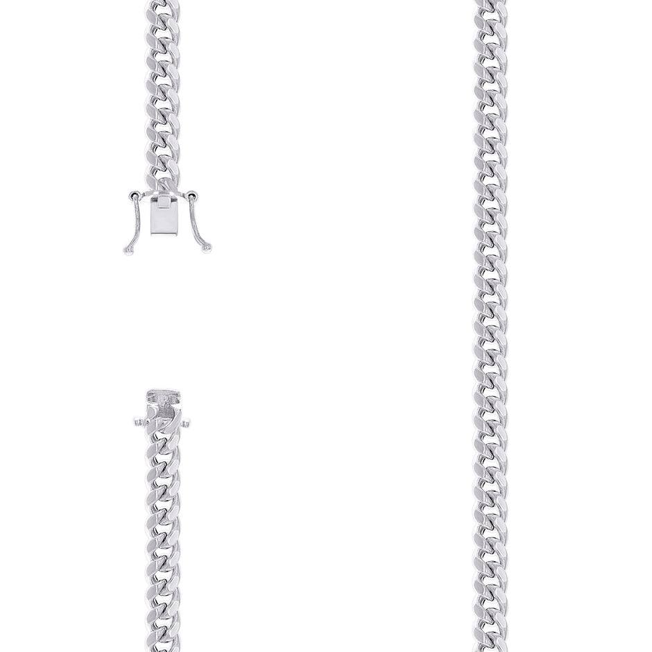 925 Sterling Silver Hollow Miami Cuban Chain Rhodium 180 6.3mm-20" - SLV-138419