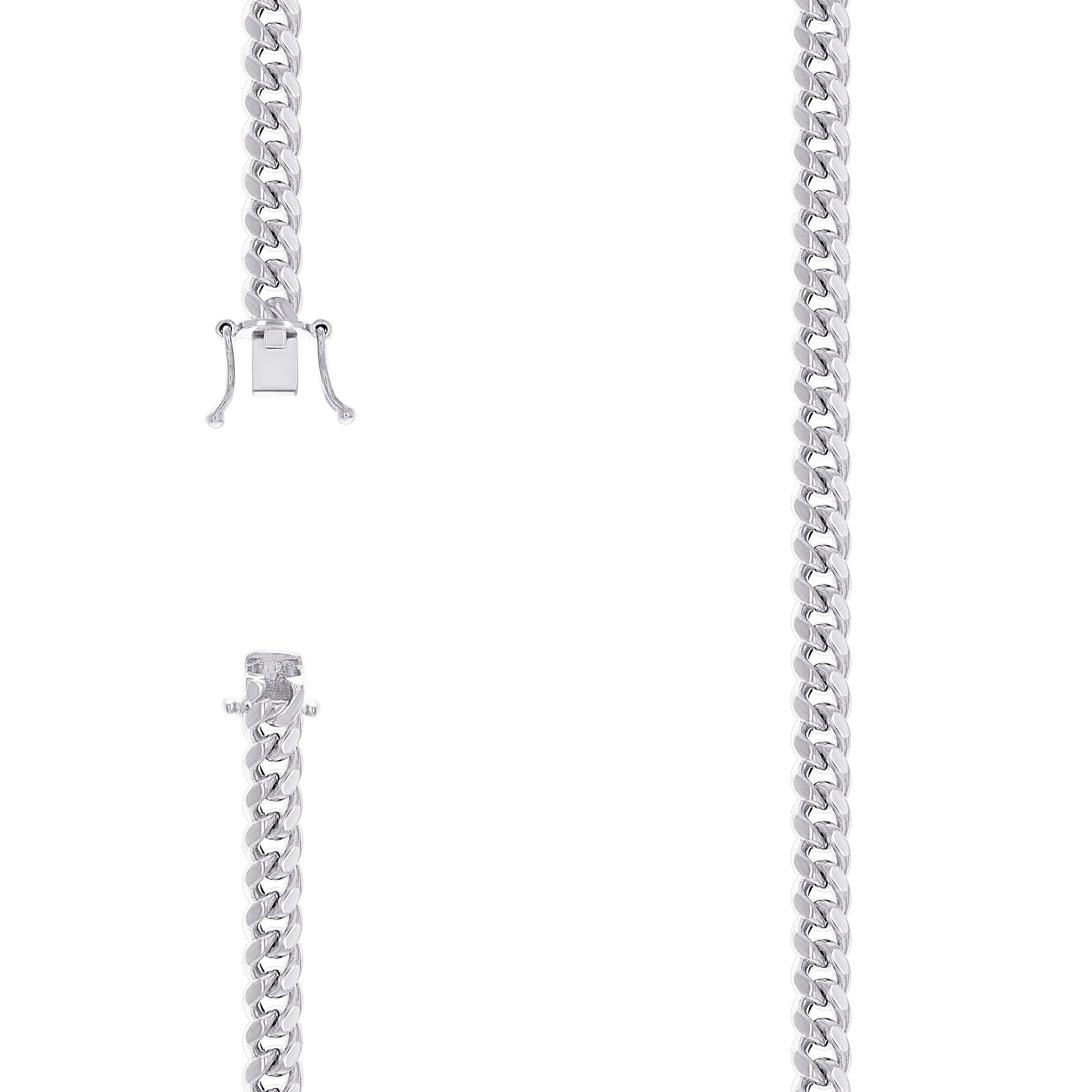 925 Sterling Silver Hollow Miami Cuban Chain Rhodium 180 6.3mm-18