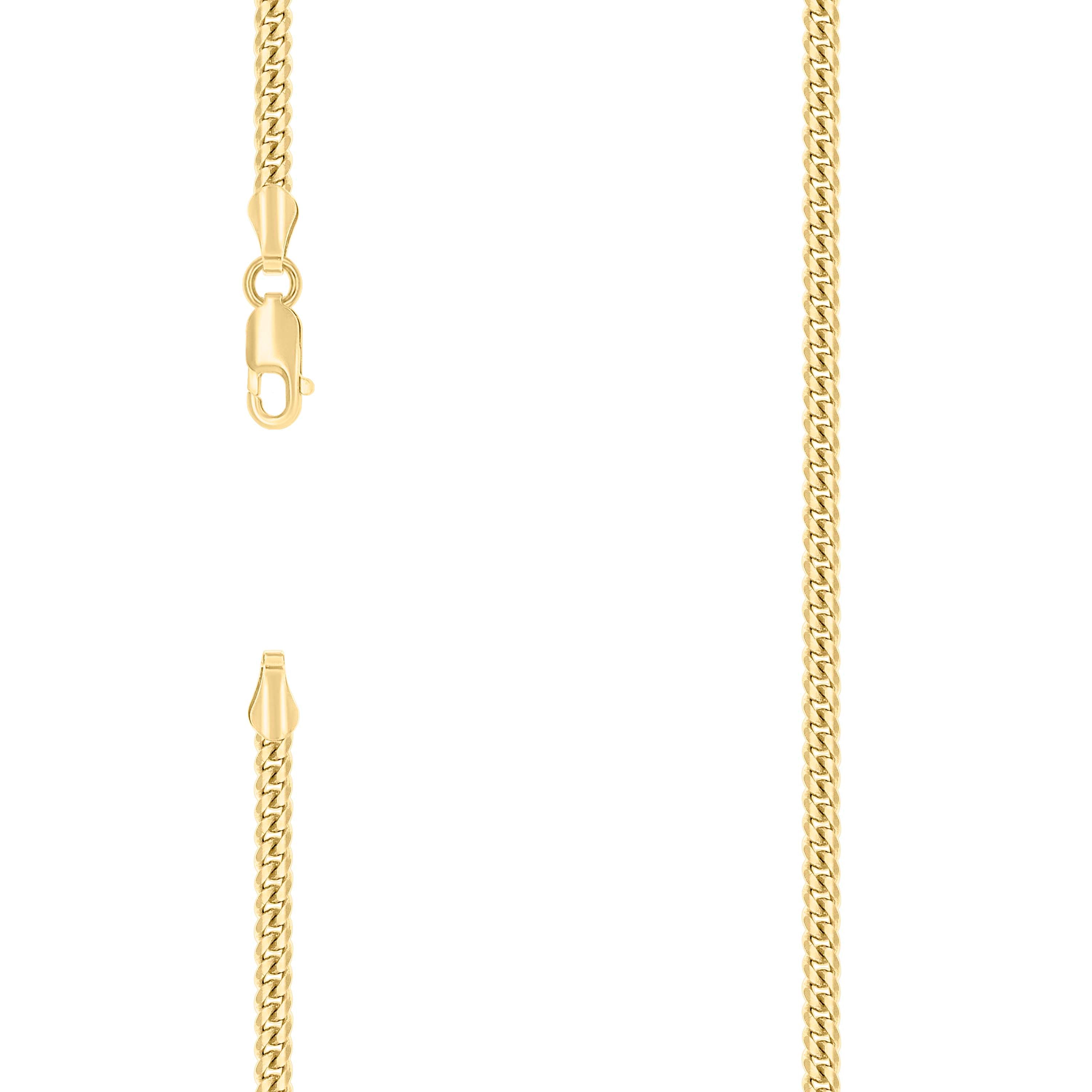 925 Sterling Silver Solid Miami Cuban Chain Yellow 080 2.6mm-7