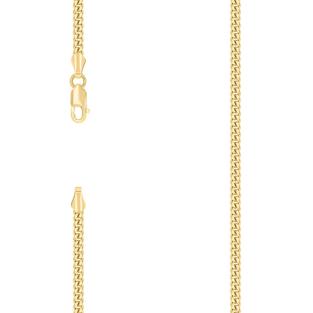 925 Sterling Silver Solid Miami Cuban Chain Yellow 080 2.6mm-7"