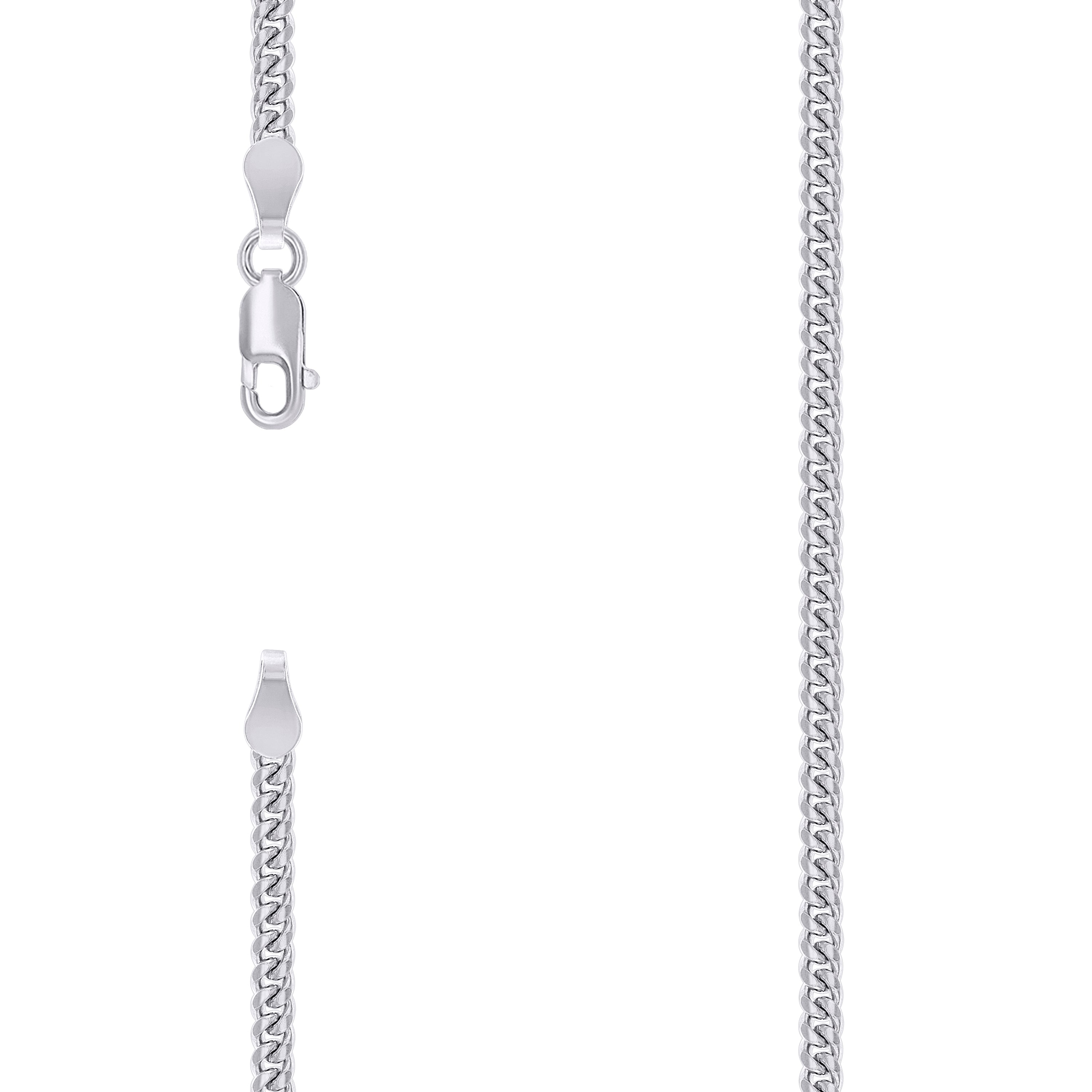 925 Sterling Silver Solid Miami Cuban Chain Rhodium 080 2.6mm-24