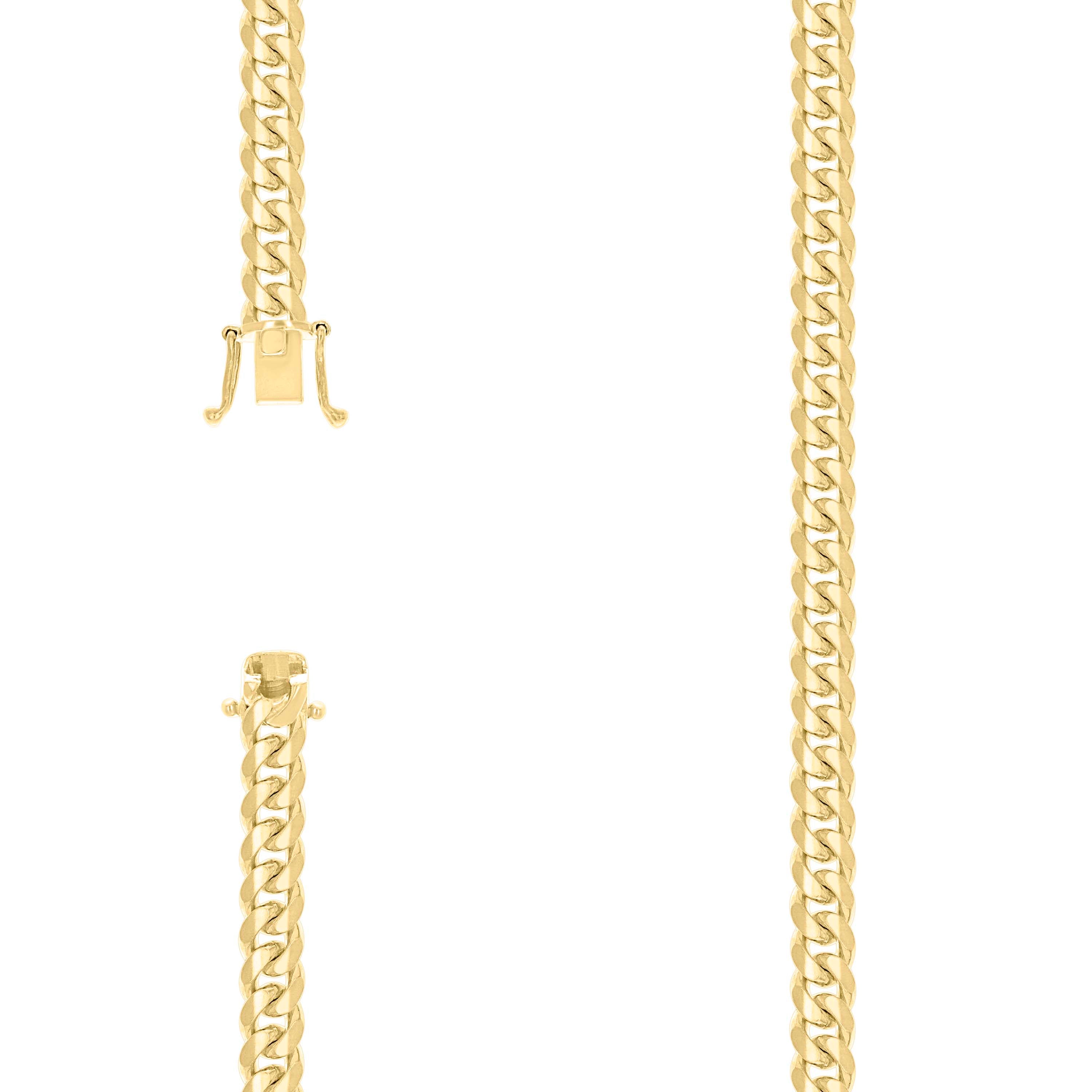 925 Sterling Silver Solid Miami Cuban Chain Yellow 200 7mm-18