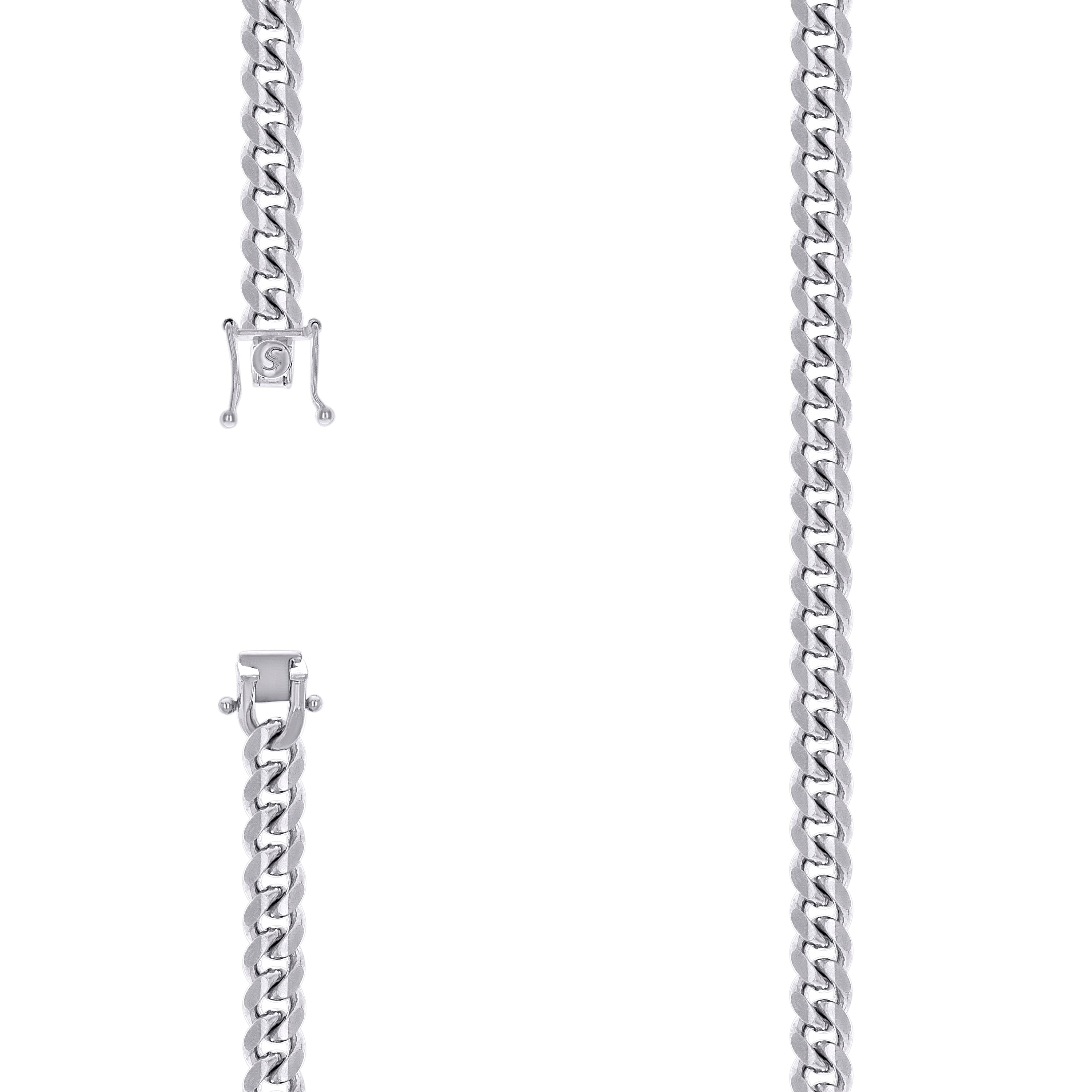 925 Sterling Silver Solid Miami Cuban Chain Rhodium 200 7mm-18