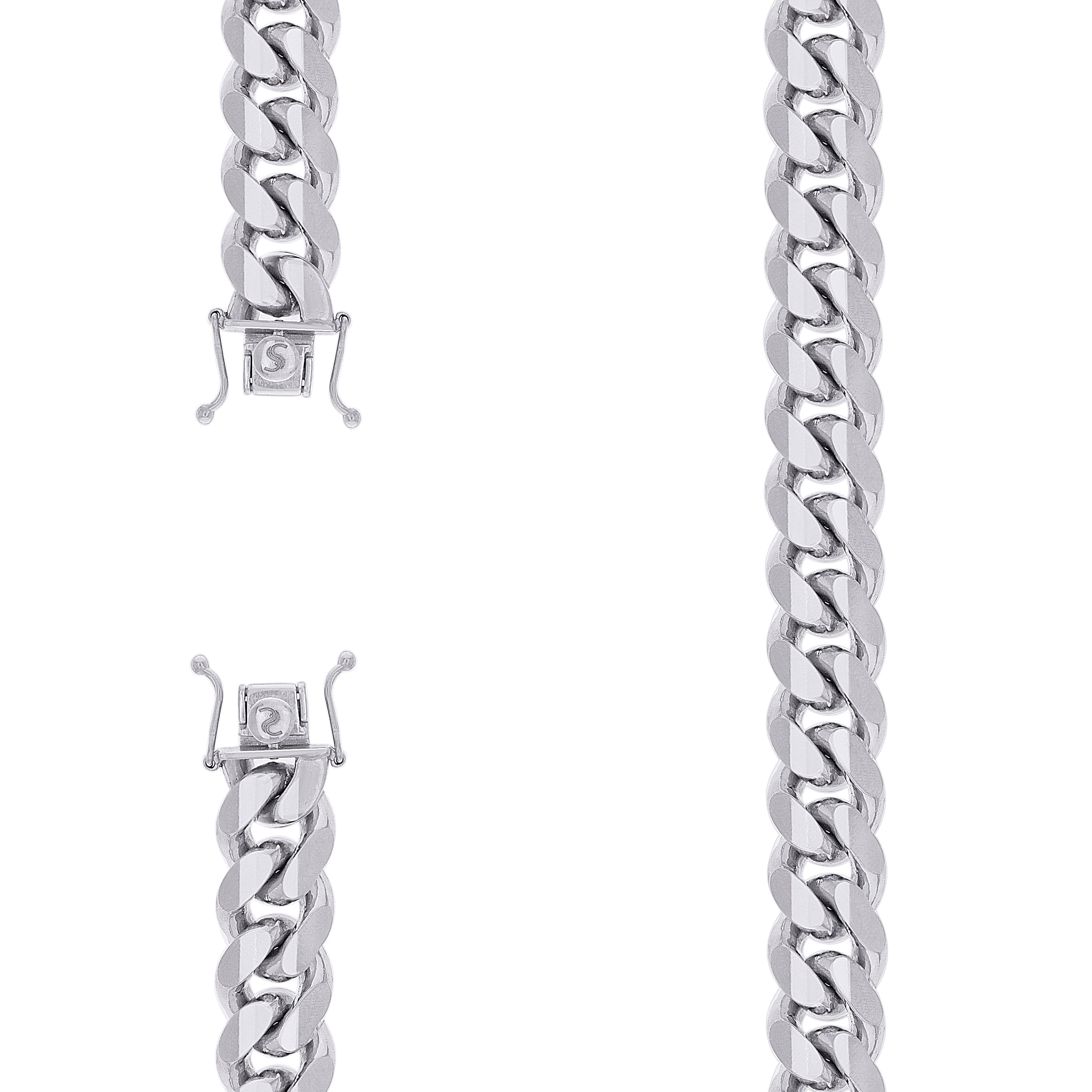 925 Sterling Silver Solid Miami Cuban Chain Rhodium 400 12.8mm-9