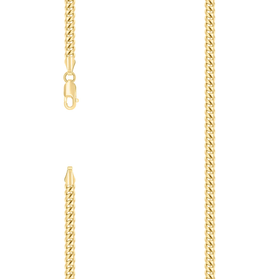 925 Sterling Silver Solid Miami Cuban Chain Yellow 120 4.1mm-8" - SLV-118105