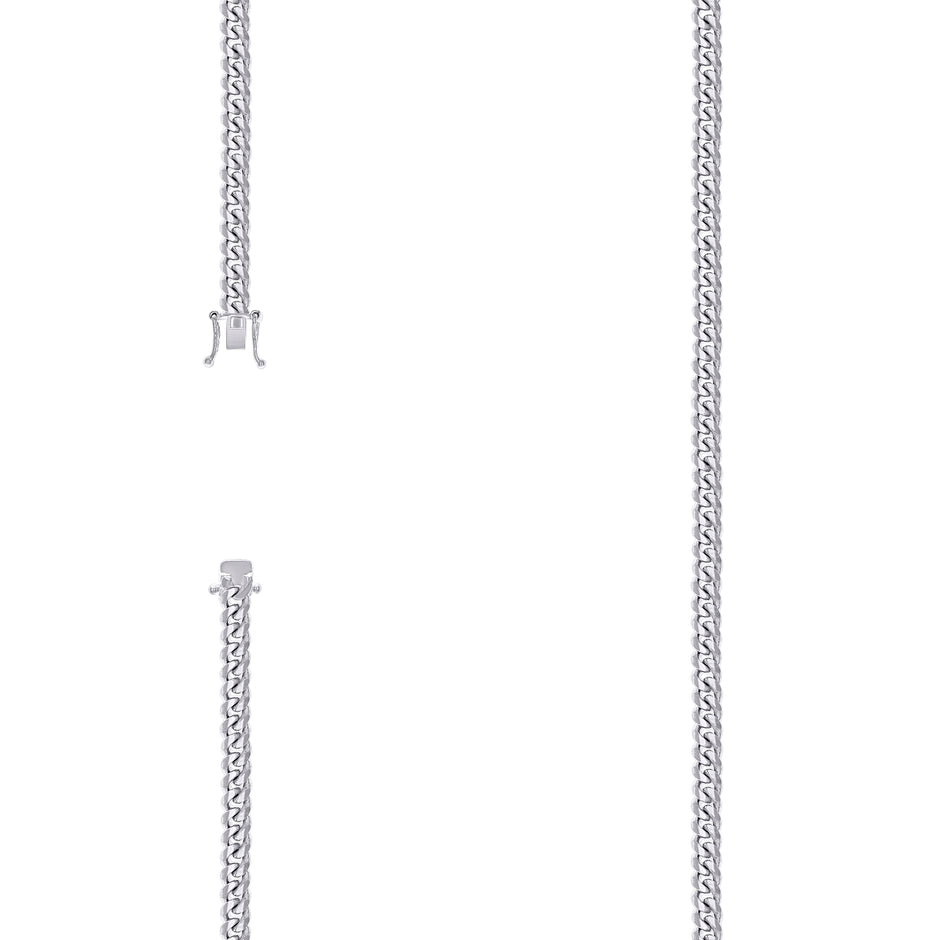 925 Sterling Silver Solid Miami Cuban Chain Rhodium 120 4.1mm-8" - SLV-118104