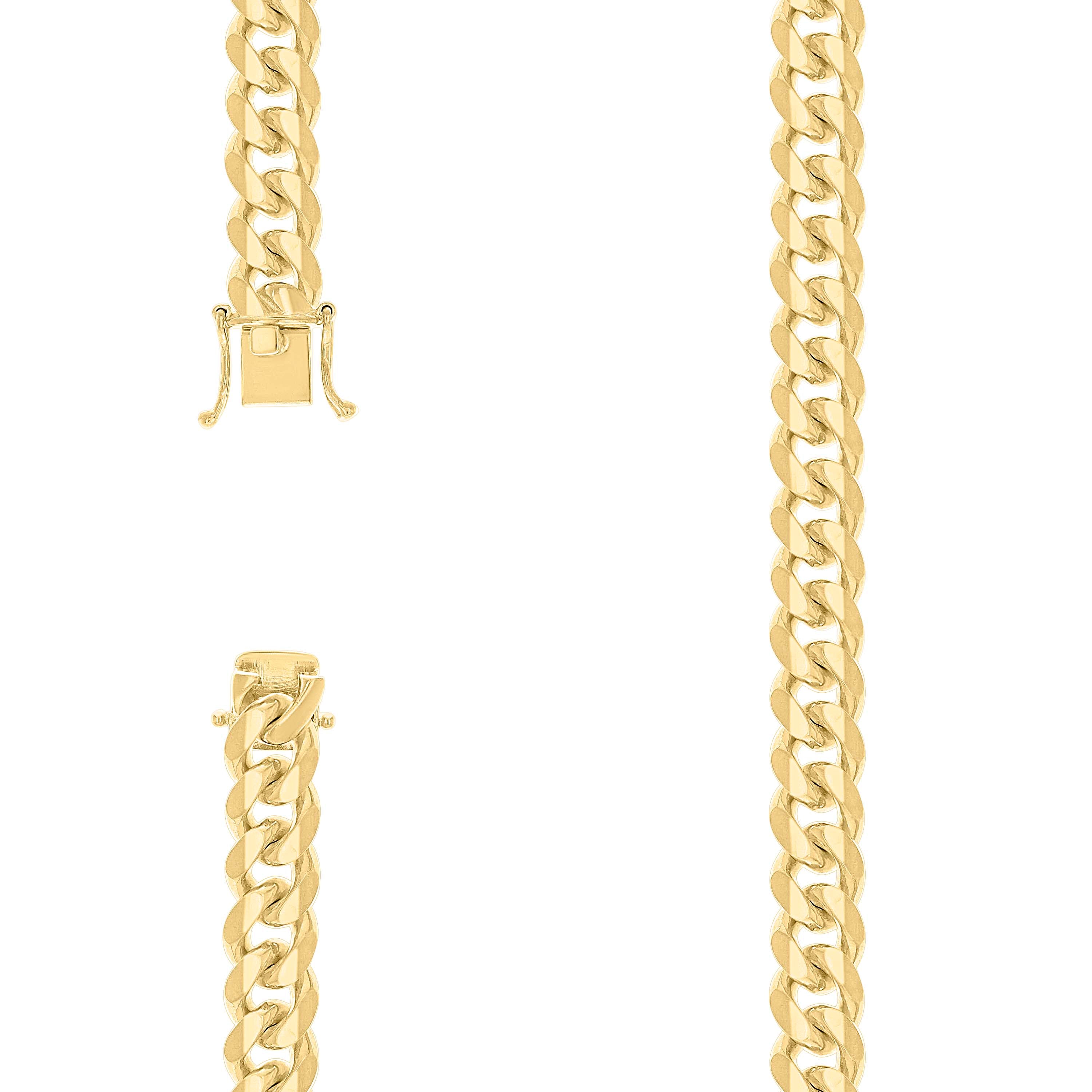 925 Sterling Silver Solid Miami Cuban Chain Yellow 300 9.8mm-9