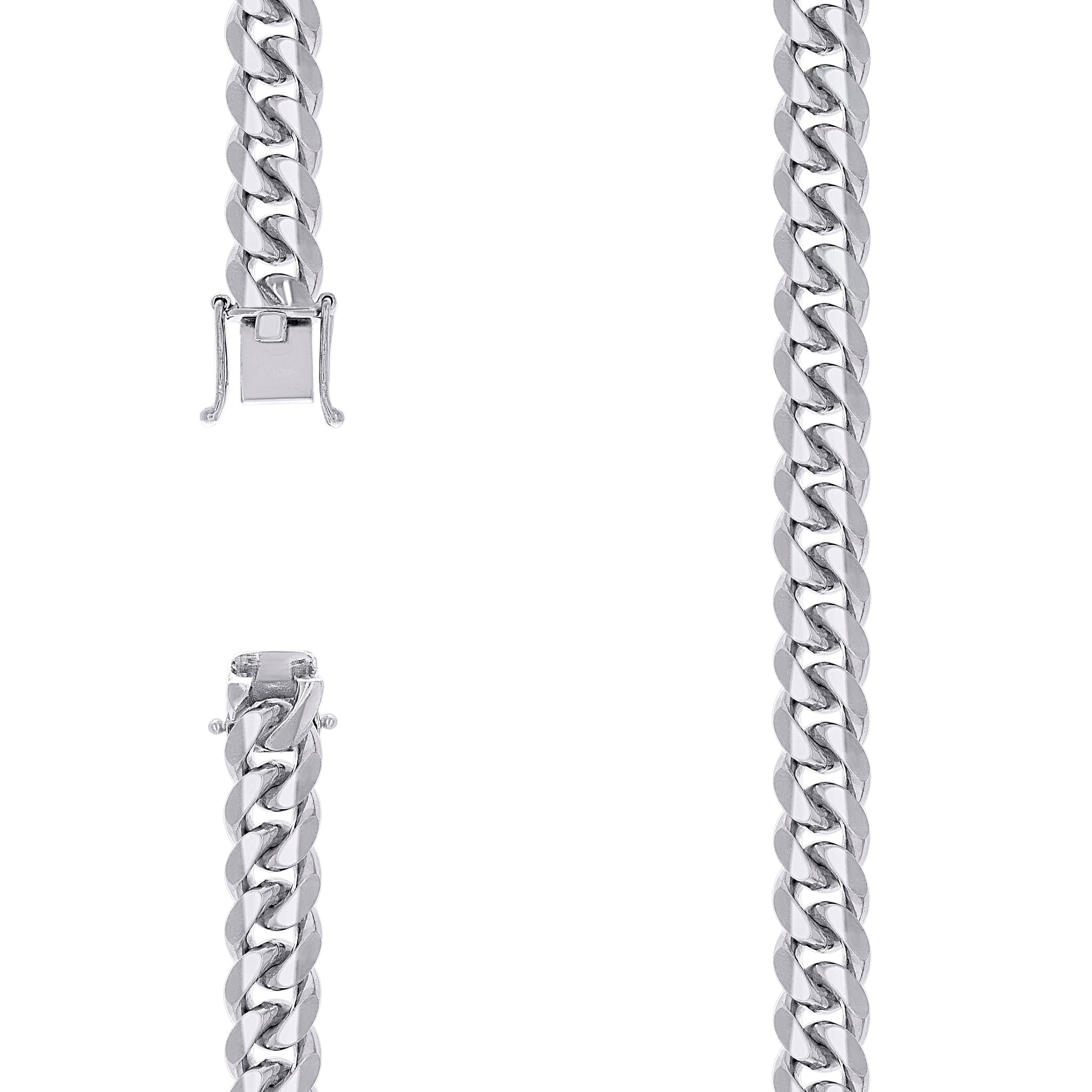 925 Sterling Silver Solid Miami Cuban Chain Rhodium 300 9.8mm-9