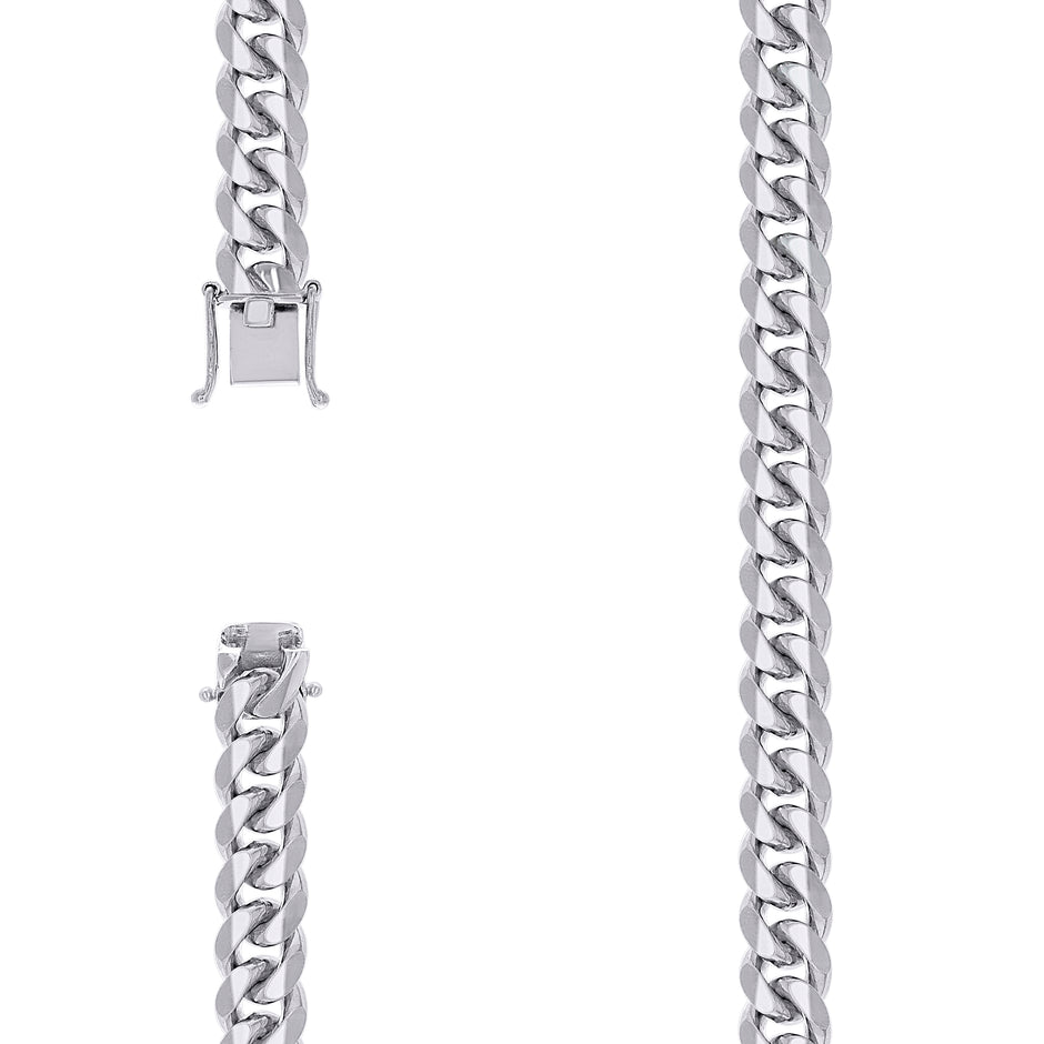 925 Sterling Silver Solid Miami Cuban Chain Rhodium 300 9.8mm-9" - SLV-131754