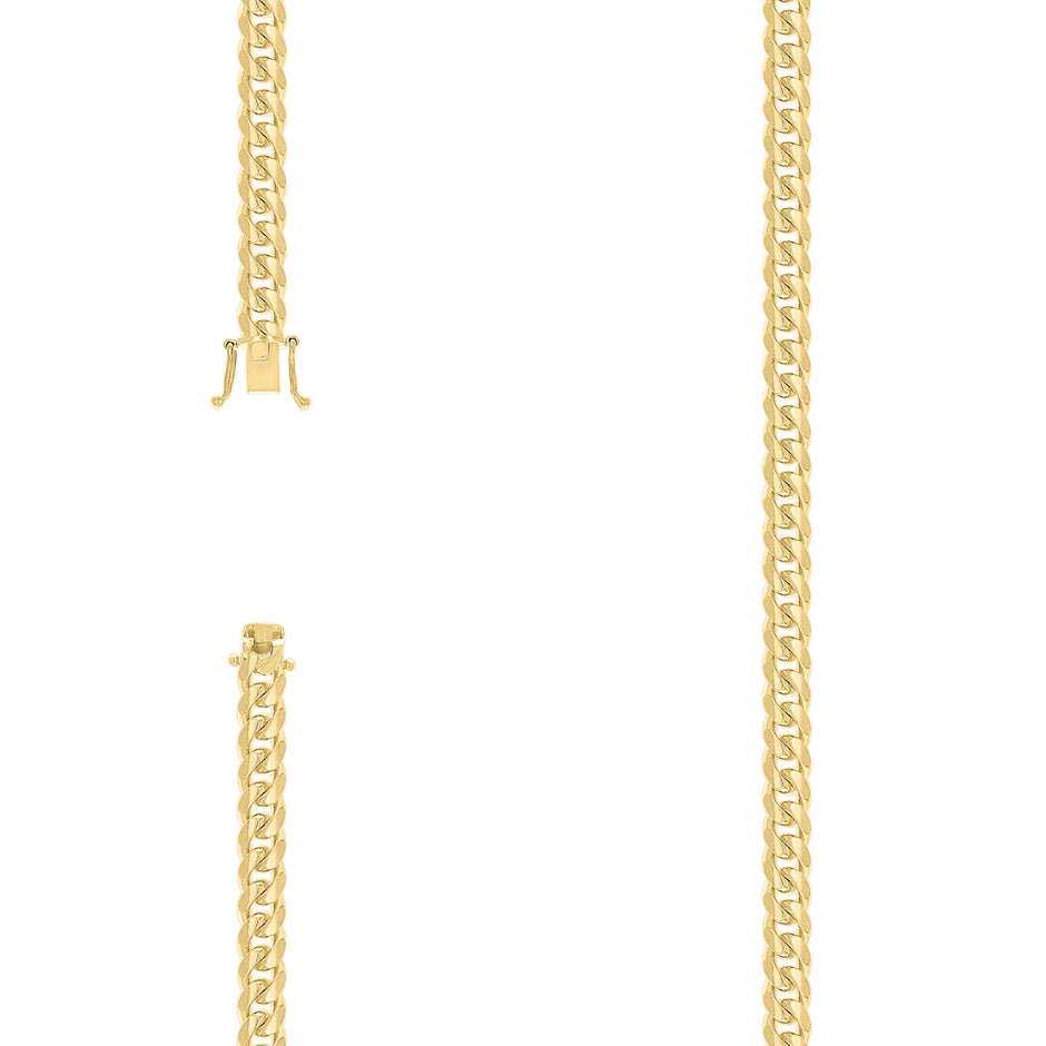 925 Sterling Silver Solid Miami Cuban Chain Yellow 150 4.9mm-7"