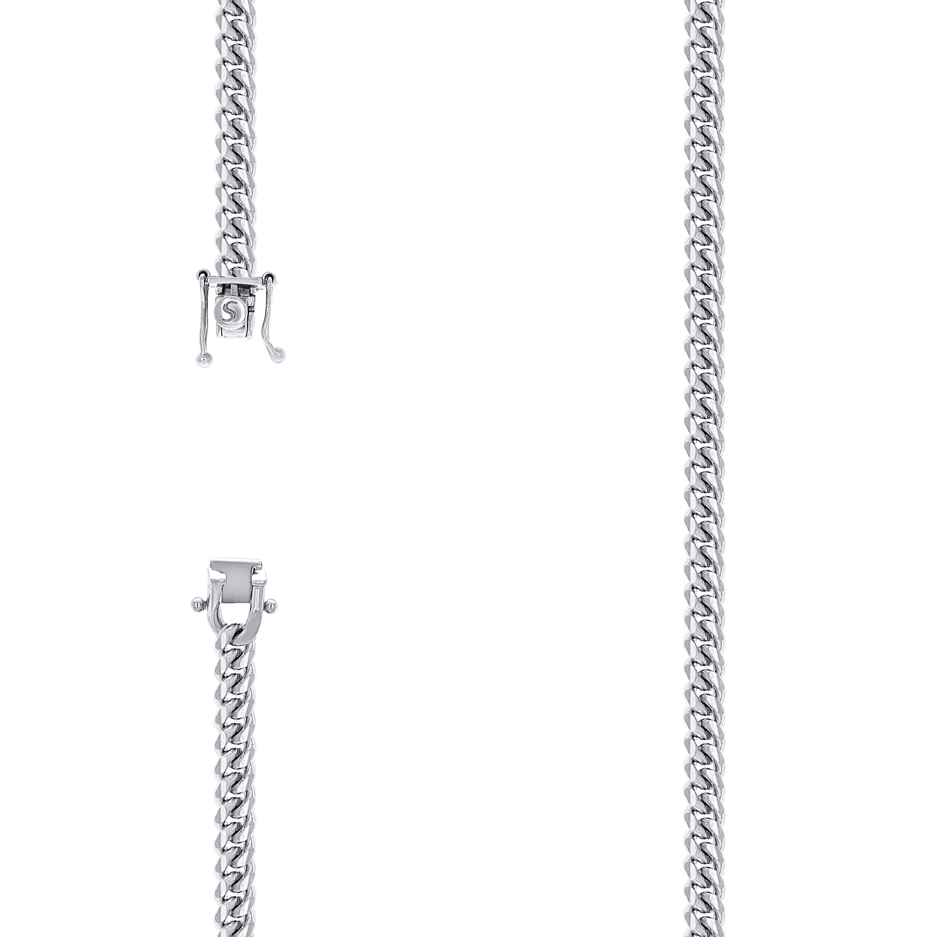 925 Sterling Silver Solid Miami Cuban Chain Rhodium 150 4.9mm-24