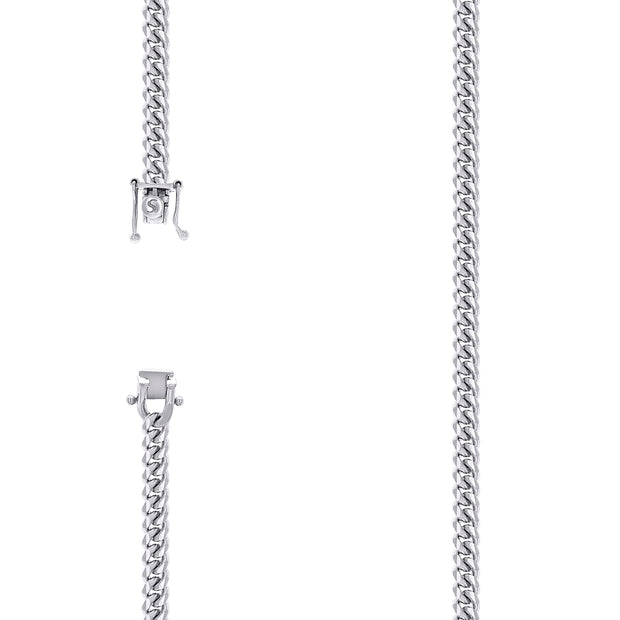 925 Sterling Silver Solid Miami Cuban Chain Rhodium 150 4.9mm-7"