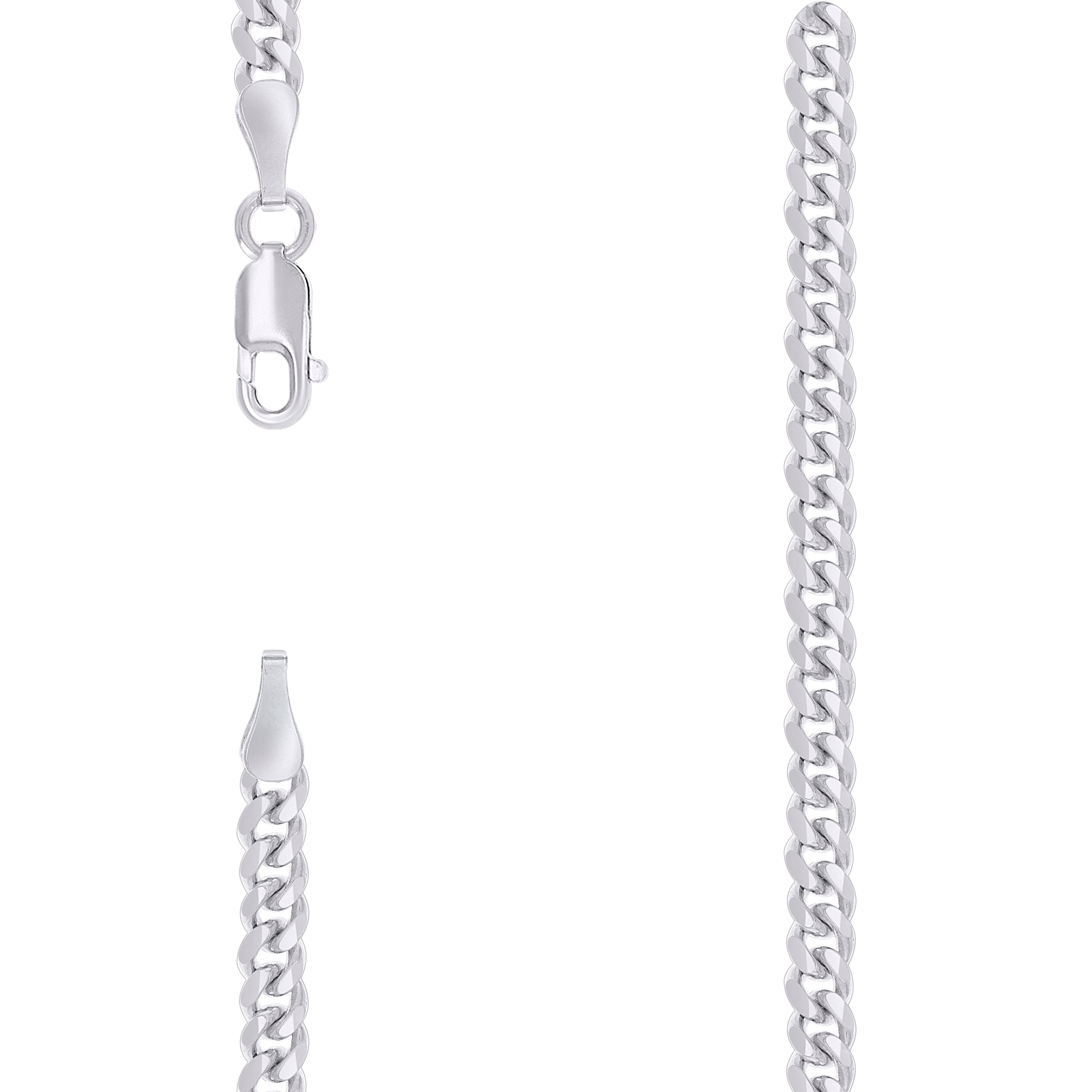 925 Sterling Silver Solid Miami Cuban Chain Rhodium 100 3.5mm-7