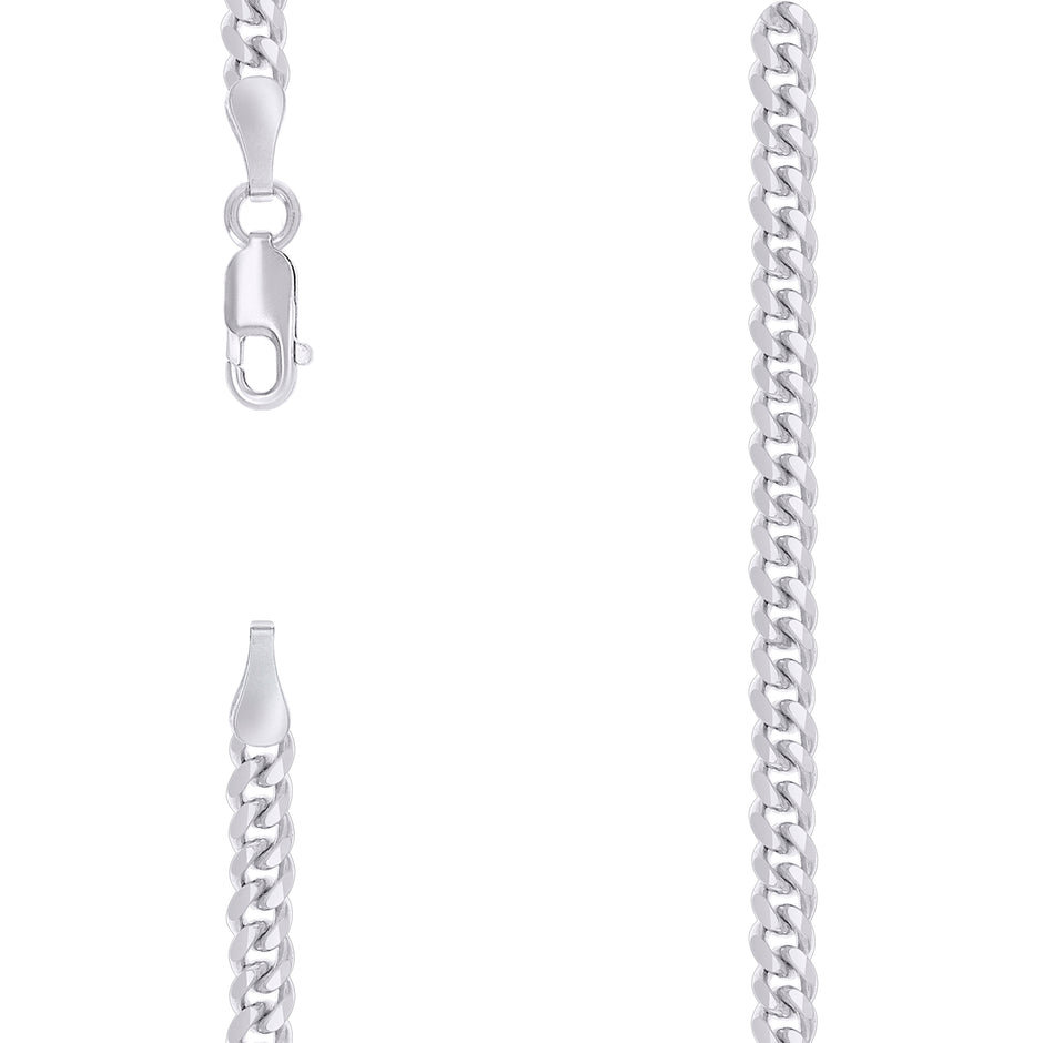 925 Sterling Silver Solid Miami Cuban Chain Rhodium 100 3.5mm-18" - SLV-134246
