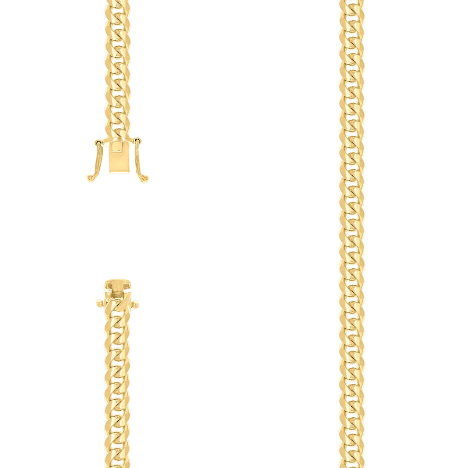 925 Sterling Silver Solid Miami Cuban Chain Yellow 180 6.3mm-8" - SLV-118109