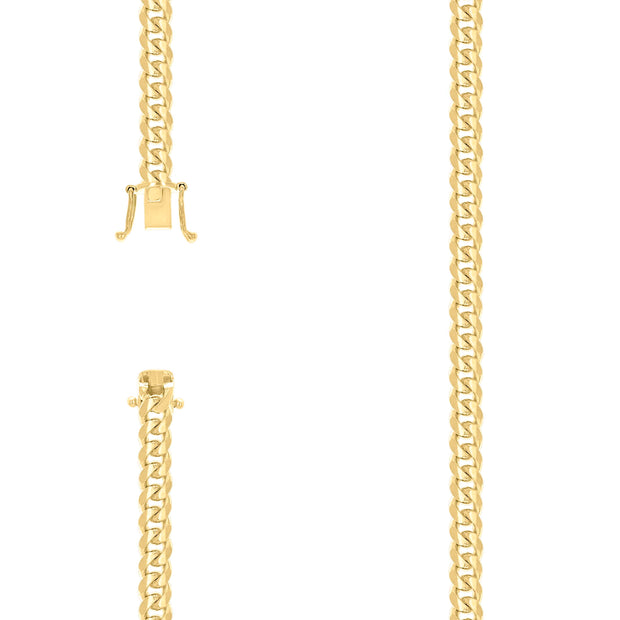 925 Sterling Silver Solid Miami Cuban Chain Yellow 180 6.3mm-7"