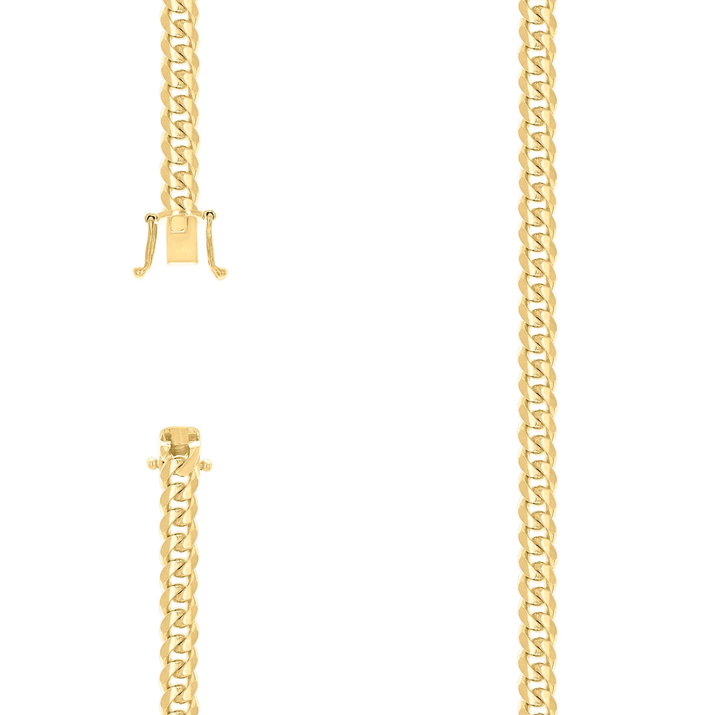 925 Sterling Silver Solid Miami Cuban Chain Yellow 180 6.3mm-16