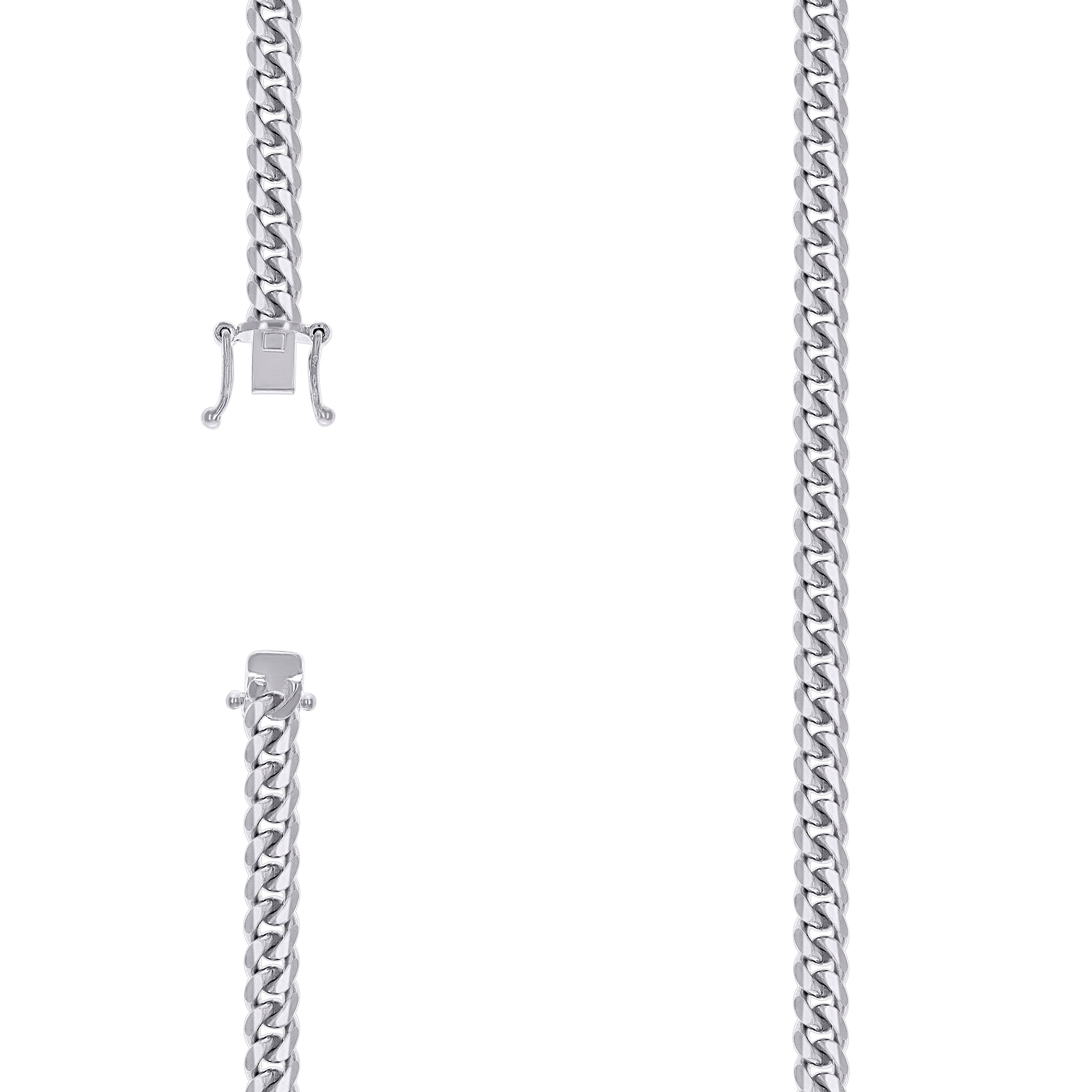 925 Sterling Silver Solid Miami Cuban Chain Rhodium 180 6.3mm-18