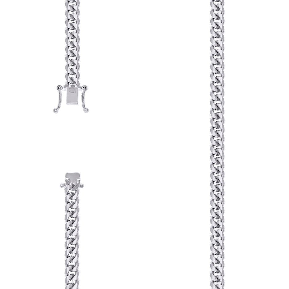 925 Sterling Silver Solid Miami Cuban Chain Rhodium 180 6.3mm-20" - SLV-139424