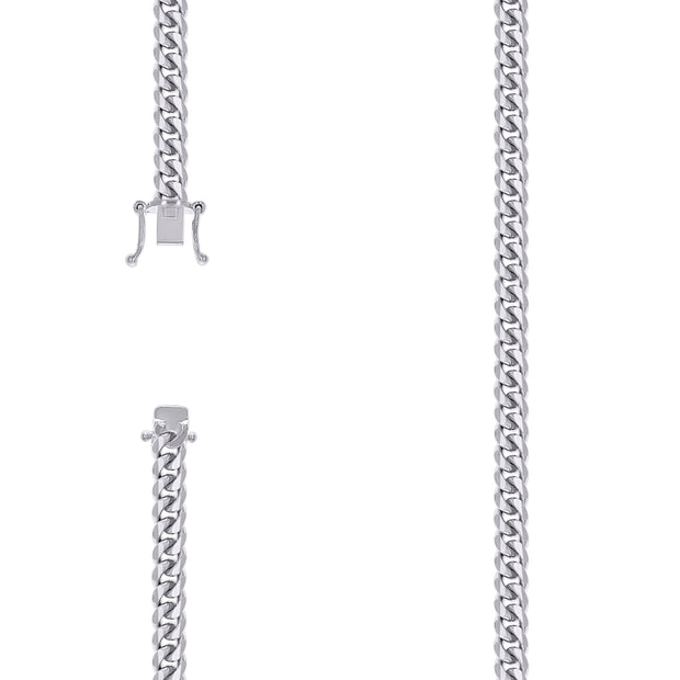 925 Sterling Silver Solid Miami Cuban Chain Rhodium 180 6.3mm-7"