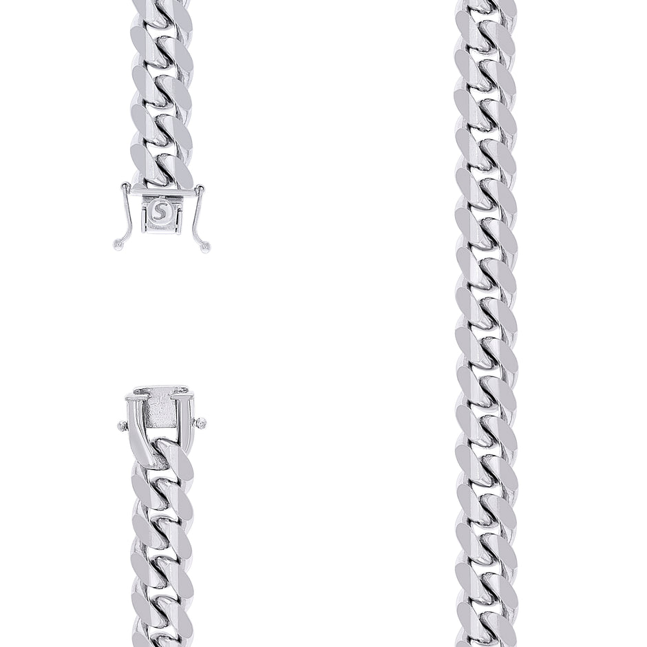925 Sterling Silver Solid Miami Cuban Chain Rhodium 350 11.8mm-9" - SLV-131755