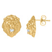 10kt Yellow Gold Mens Cubic-Zirconia Animal Lion Stud Earrings