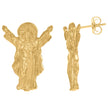 10kt Yellow Gold Mens Religious Saints Stud Earrings