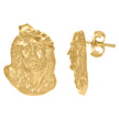 10kt Yellow Gold Mens Religious Jesus Stud Earrings