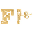10kt Yellow Gold Mens Initials Letter F Stud Earrings