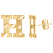 10kt Yellow Gold Mens Initials Letter H Stud Earrings