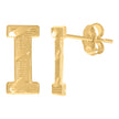 10kt Yellow Gold Mens Initials Letter I Stud Earrings