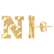 10kt Yellow Gold Mens Initials Letter N Stud Earrings