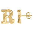 10kt Yellow Gold Mens Initials Letter R Stud Earrings