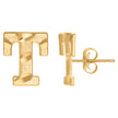 10kt Yellow Gold Mens Initials Letter T Stud Earrings