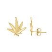 10kt Yellow Gold Mens Marijuana Leaf Stud Earrings