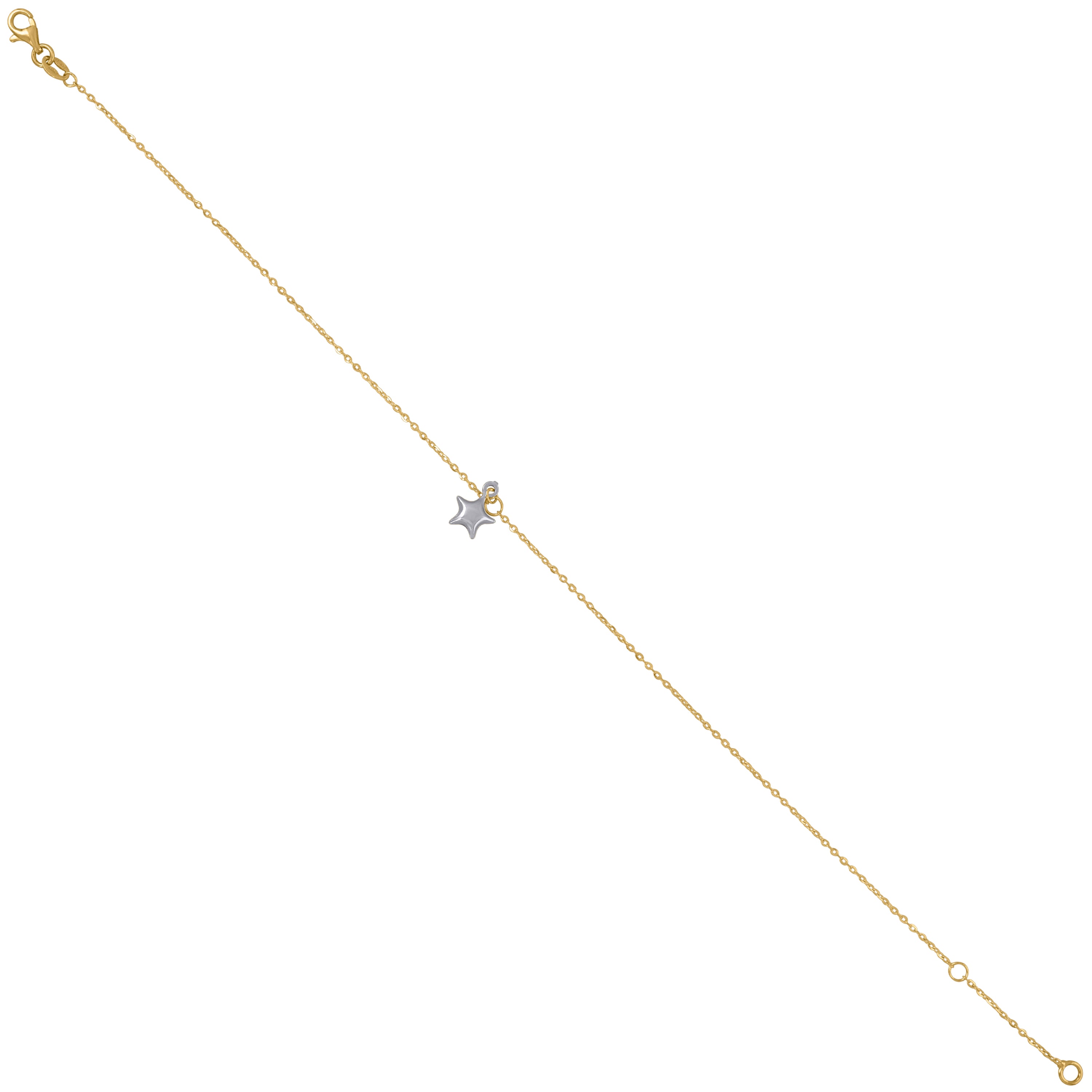 14Kt Two-Tone Gold Womens Star Charm Anklet
