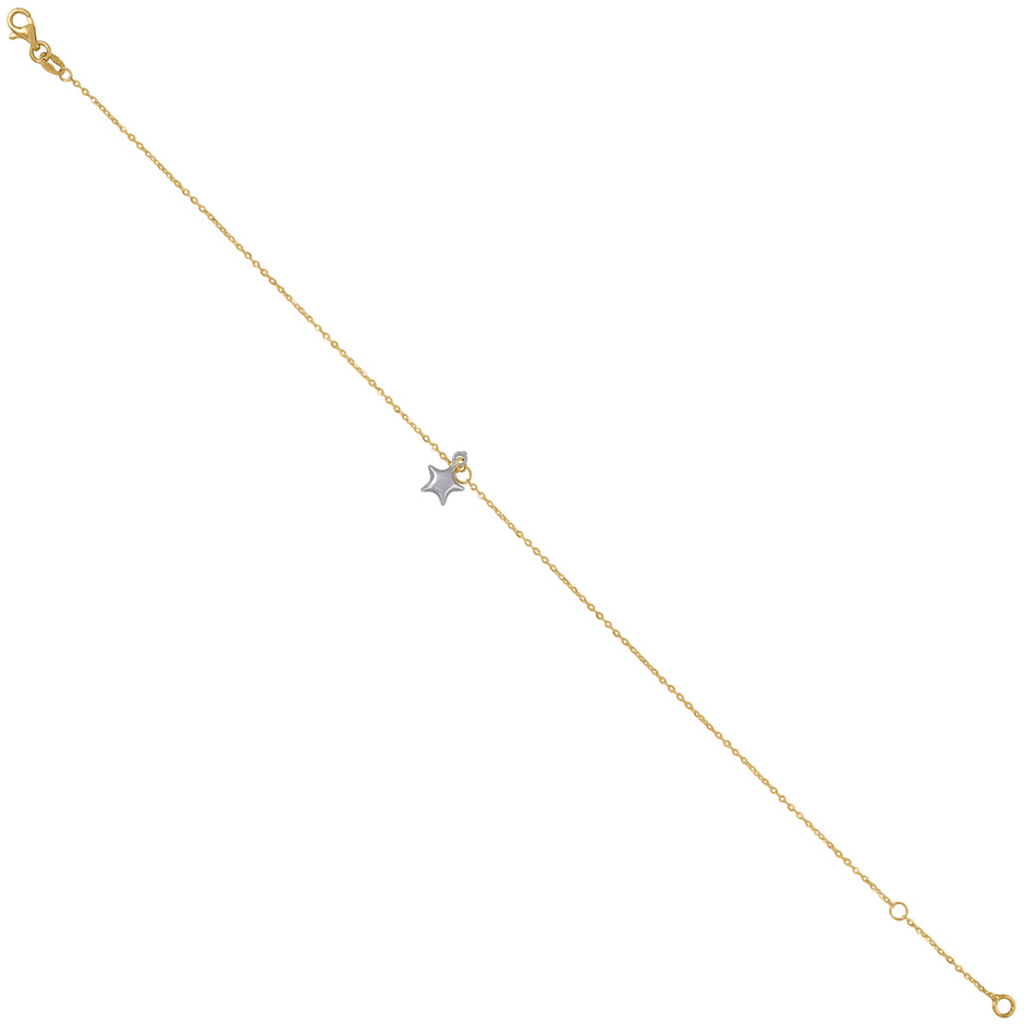 14Kt Two-Tone Gold Womens Star Charm Anklet
