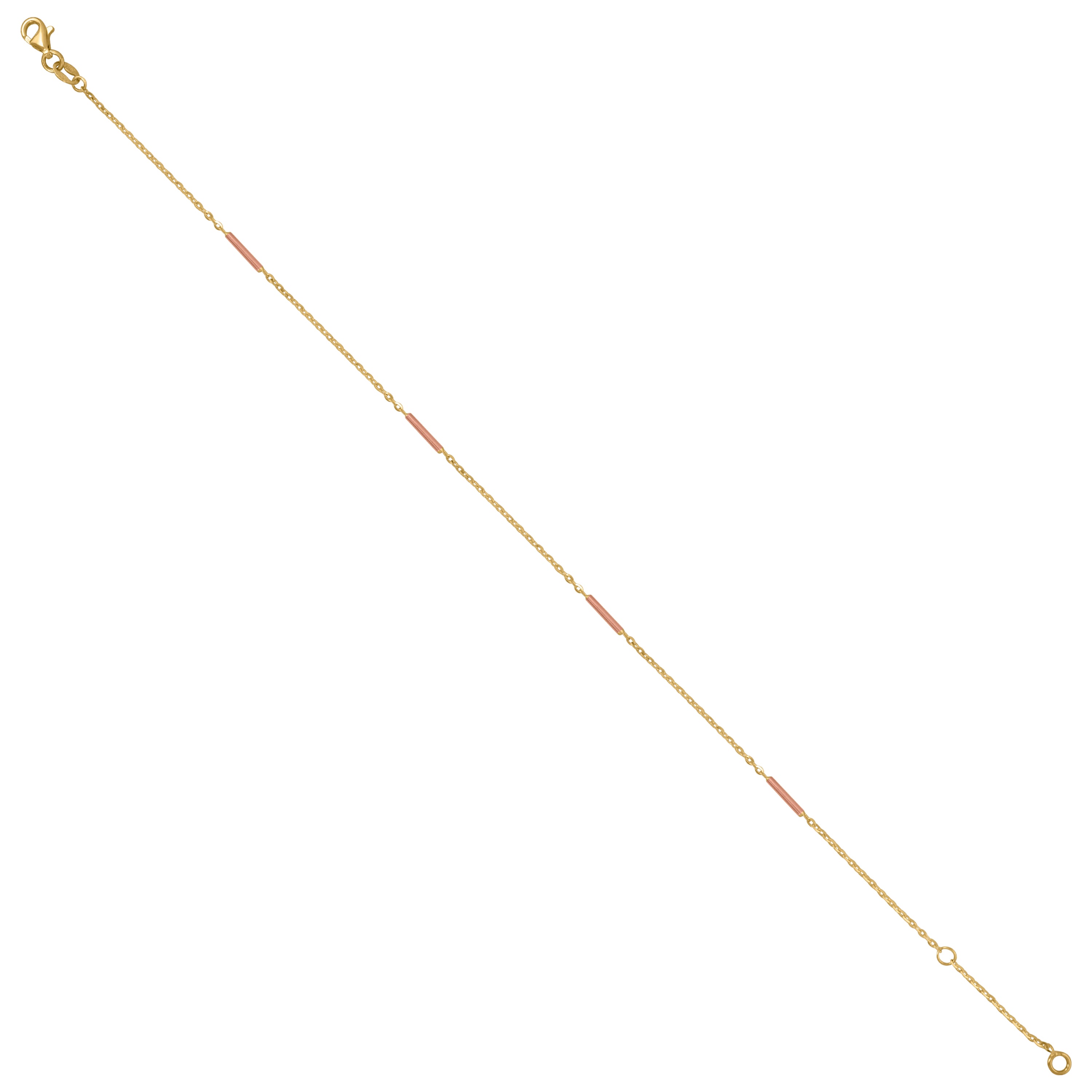 14Kt Two-Tone Gold Womens Bar Chain Anklet