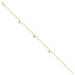 14Kt Yellow Gold Womens Beaded Charm Anklet