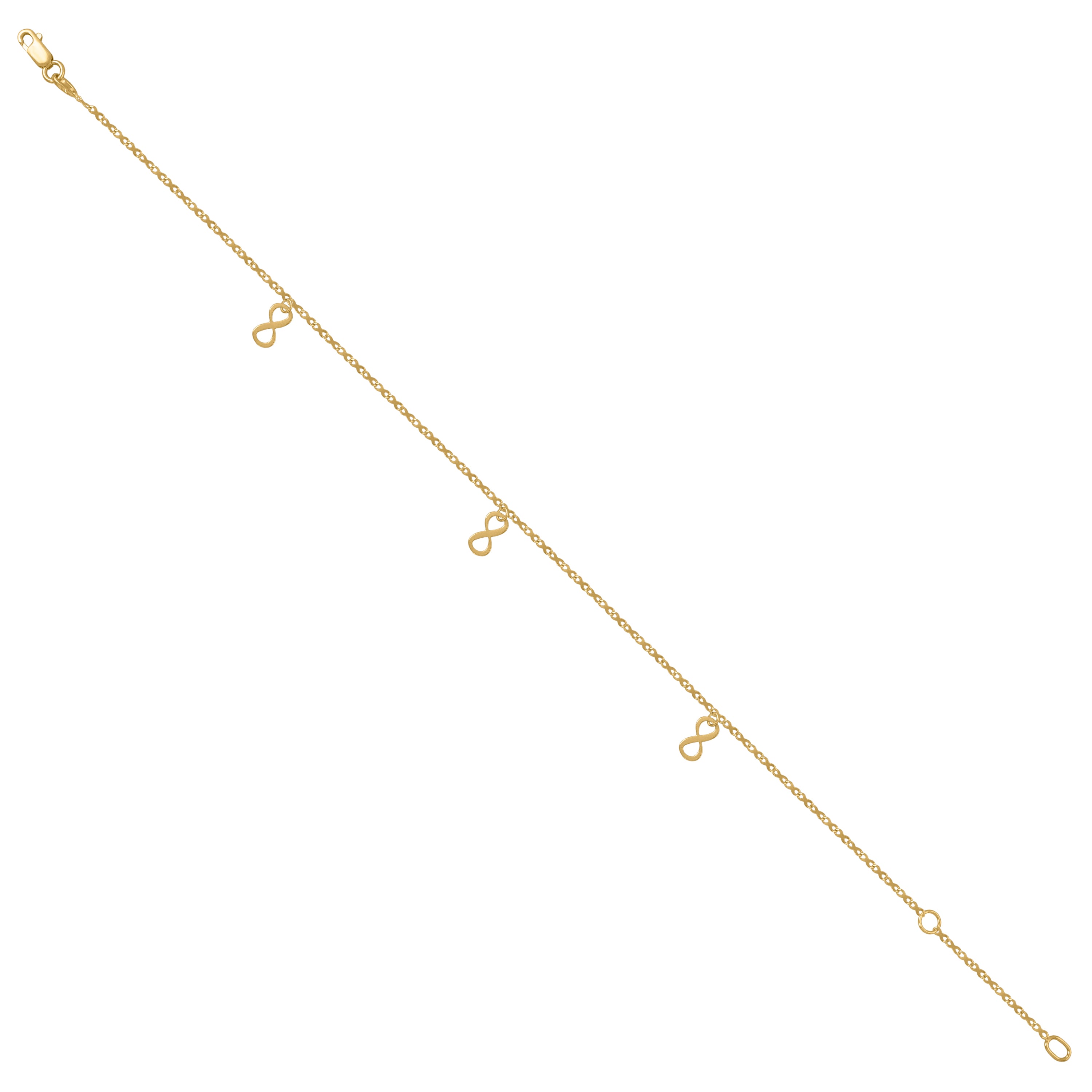 14Kt Yellow Gold Womens Infinity Charm Anklet