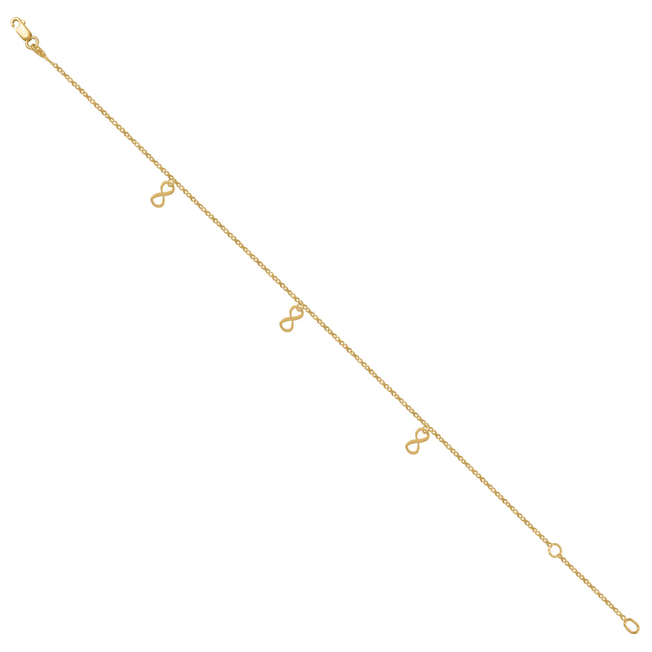 14Kt Yellow Gold Womens Infinity Charm Anklet