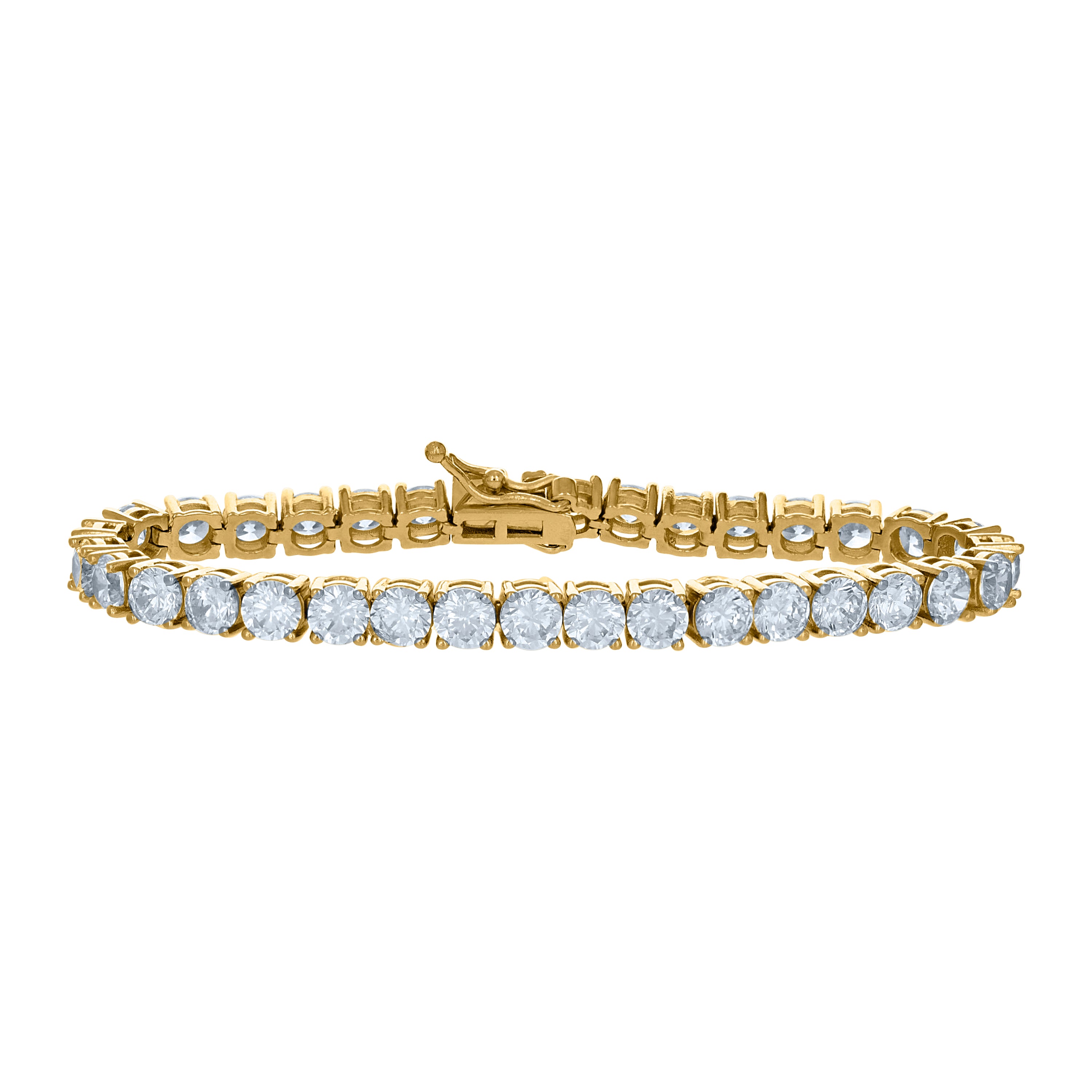 925 Sterling Silver Yellow-Tone Womens Cubic-Zirconia Tennis Bracelet 7 Inches 