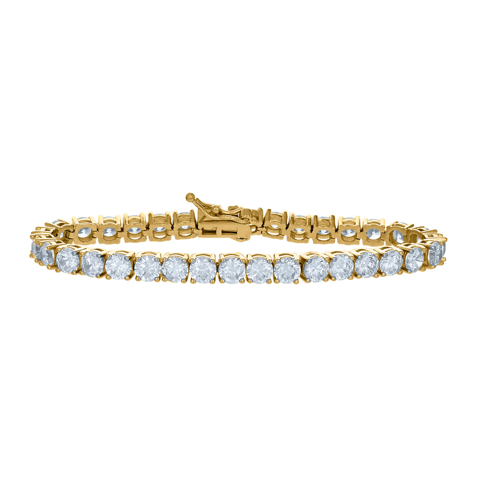 925 Sterling Silver Yellow-Tone Womens Cubic-Zirconia Tennis Bracelet 7 Inches 