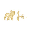 10kt Yellow Gold Mens Bull Dog Wildlife/Animal Stud Earrings