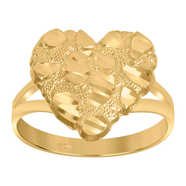 10Kt Gold Heart Nugget Ring