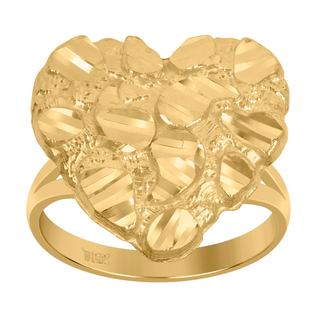 10Kt Gold Heart Nugget Ring