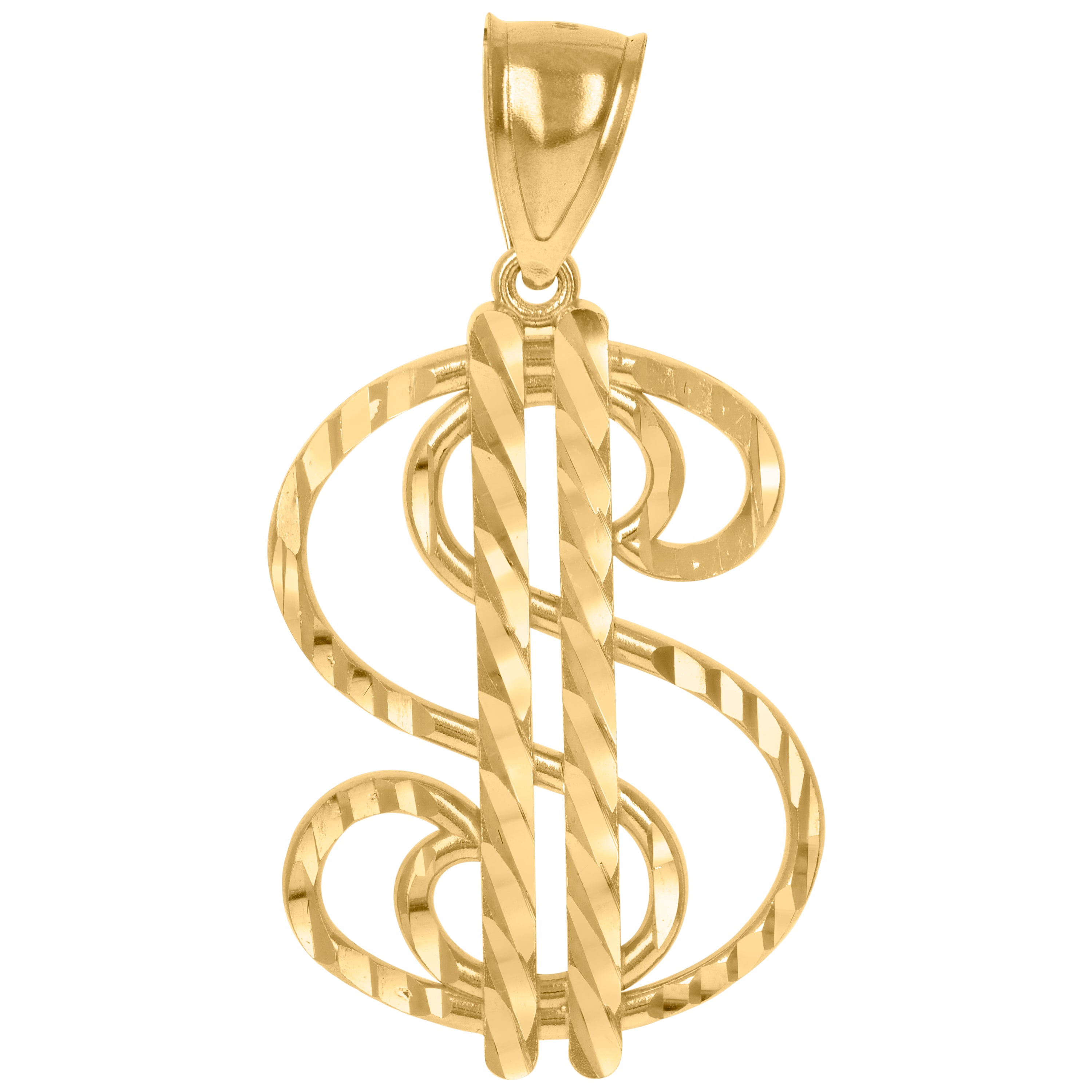 10kt Yellow Gold Mens Dollar Sign Currency Charm Pendant 